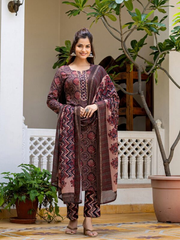 Fully Stitched Rayon Printed Kurti Pant Dupatta (013)