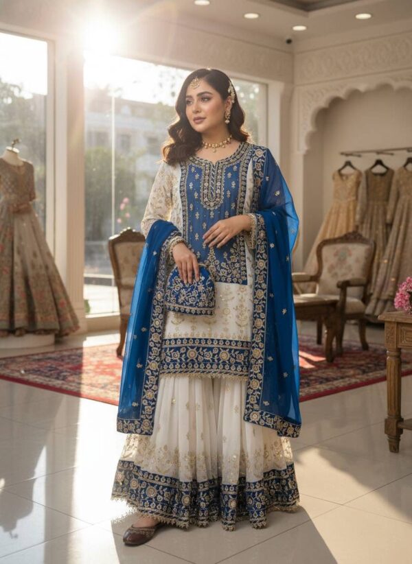 ❤️💚💙💜💐ENHANCE THE BEAUTY OF YOUR WARDROBE WITH THIS NEWLY LAUNCHED KURTI & SHARARA SET💐💜💙💚❤️ (018)