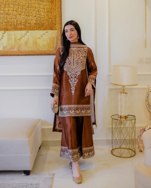 👗Launching New 🦋 Đěsigner Party Wear Look Pur Chinon Silk Top & Palazzo With Dupatta set (029)