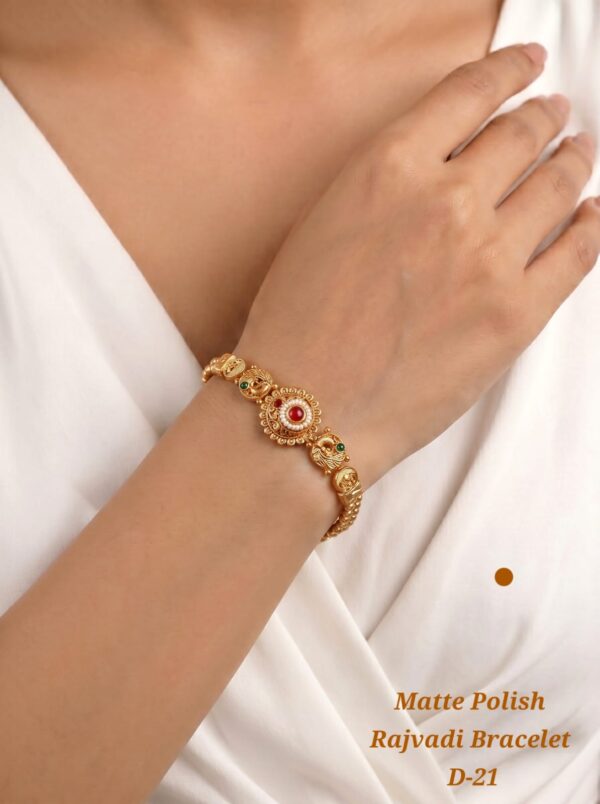 Traditional Gold-Plated Festive Kada Bracelet with Gemstone Accents (042)