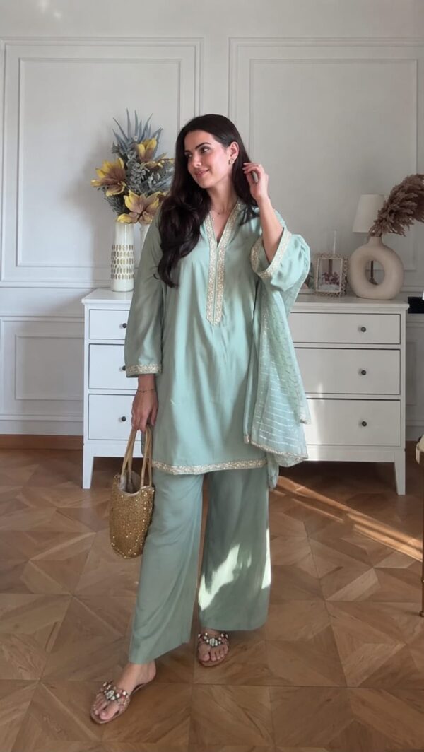❣️New Arrivals Pure Banana Silk Plazo 3 Pcs Set❤️ (080)