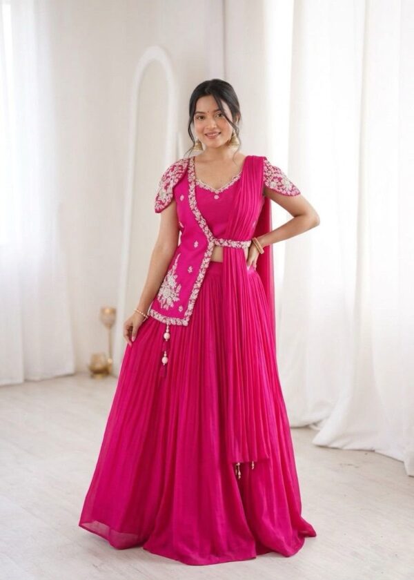 🤷‍♀️New Launching Embroidery Work Lehenga Choli with jacket 🤷‍♀️ (078)